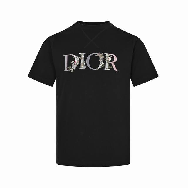 Dior 22Ss embroidered floral letter short sleeves The front pattern uses importe
