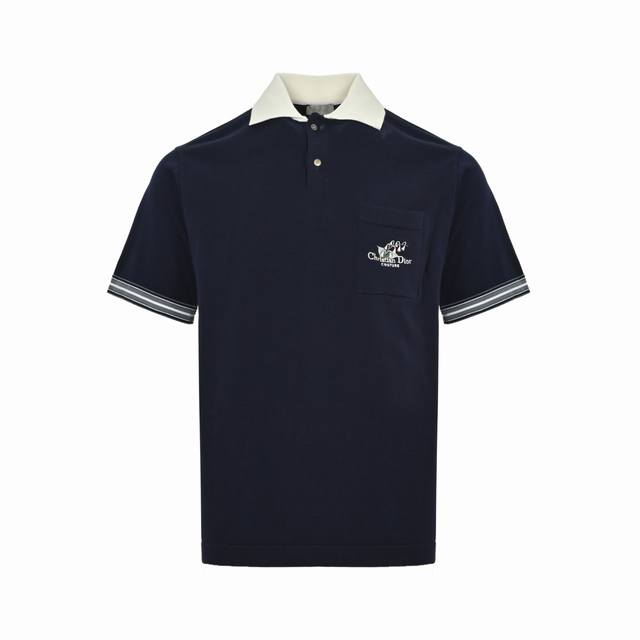 Dior 25Ss Lily of the Valley embroidery knitted Polo short sleeve Authentic 1550