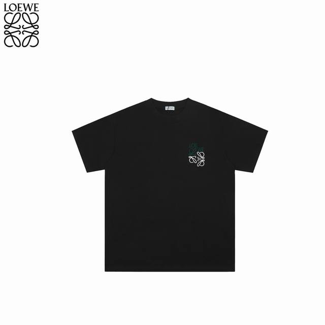 Loewe 25Ss contrasting color misaligned embroidery short-sleeved T-shirt No need