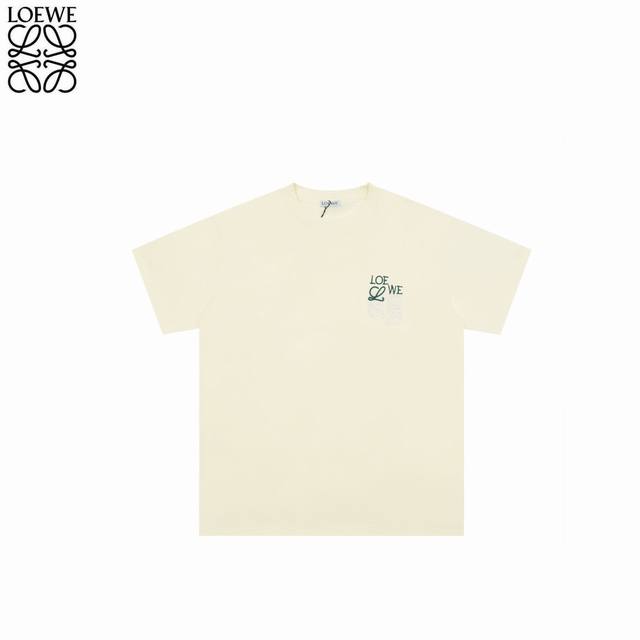 Loewe 25Ss contrasting color dislocation embroidery short-sleeved T-shirt No nee