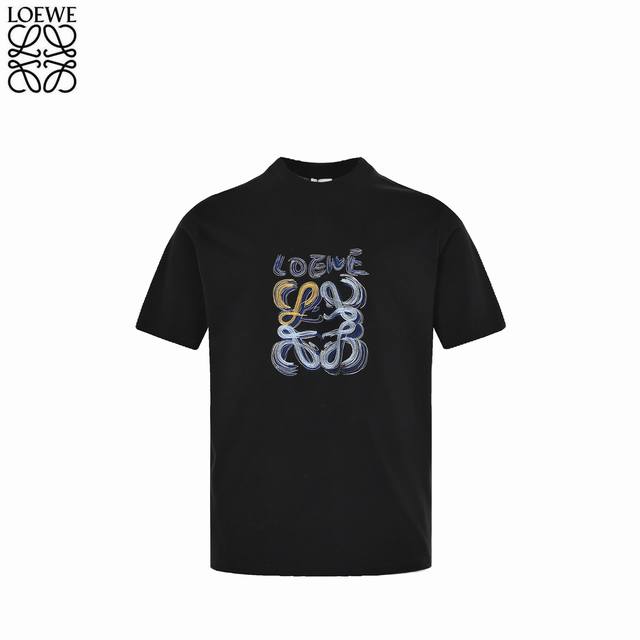 Loewe 25Ss graffiti sketch letter short-sleeved T-shirt 26-count fine cotton tig
