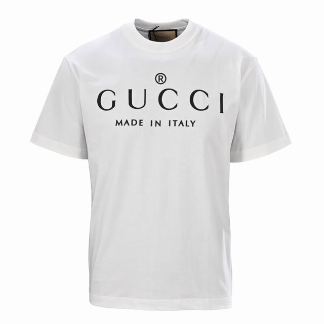 Gucc Gucci letter logo printed short-sleeved T-shirt is made of 260G fine spinni