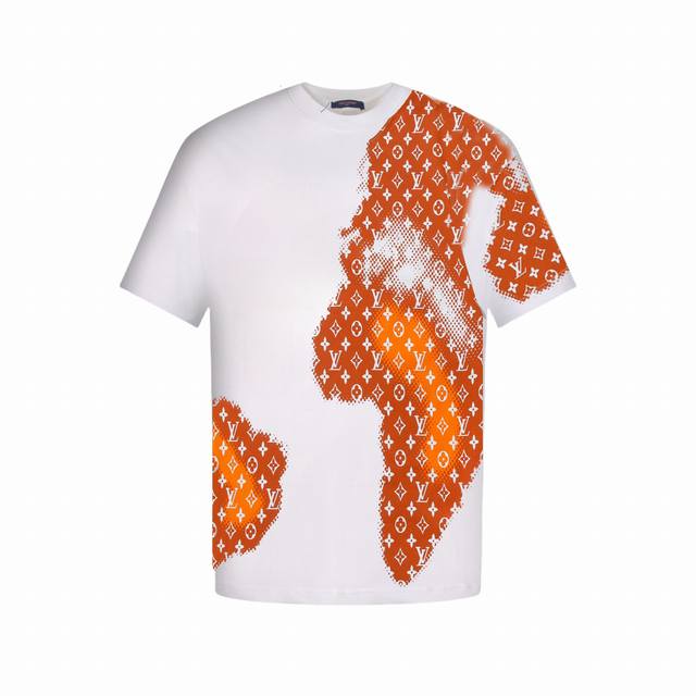 Self-collection Louis Vuitton short-sleeved T-shirt with full-print monogram gra