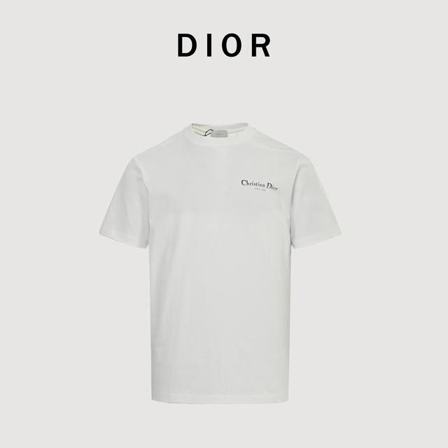 Dior 25Ss Lily of the Valley slogan printed short-sleeved T-shirt Double yarn pu