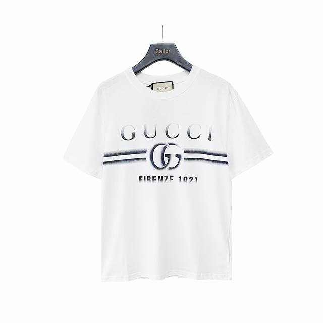 Actual details + size chart Gucci 24Ss double G letter logo printed short sleeve
