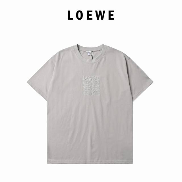 Loewe Anagram embroidered short-sleeved T-shirt Color: gray, avocado green Custo
