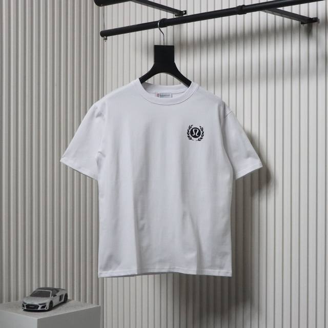 Lululemon 25Ss wheat ear logo printed short-sleeved shirt is made of 260g double