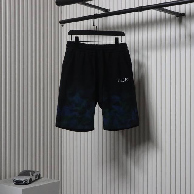 Dior Cd hand-painted flame terry shorts The fabric is made of 380G pure cotton t