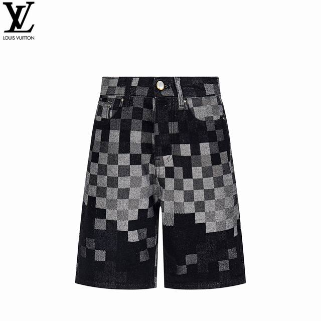 Louis Vuitton 24Ss Mosaic Checkerboard Peanut Shorts Original 2025 runway model,