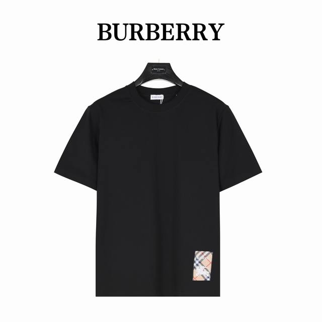 Burberry 25Ss hem checkered warhorse patch short sleeves are made of custom fabr