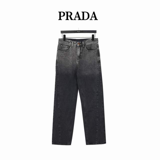 Prada Deconstructed Wide-Leg Jeans with Triangle Logo on Back Pockets The most a