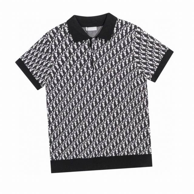 Dior Spring/Summer new full-printed jacquard knitted short-sleeved Polo shirt Ma