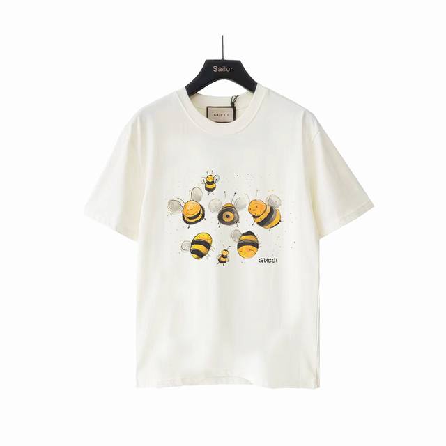 Actual details + size chart Gucci funny cartoon bee round neck short sleeves Sen