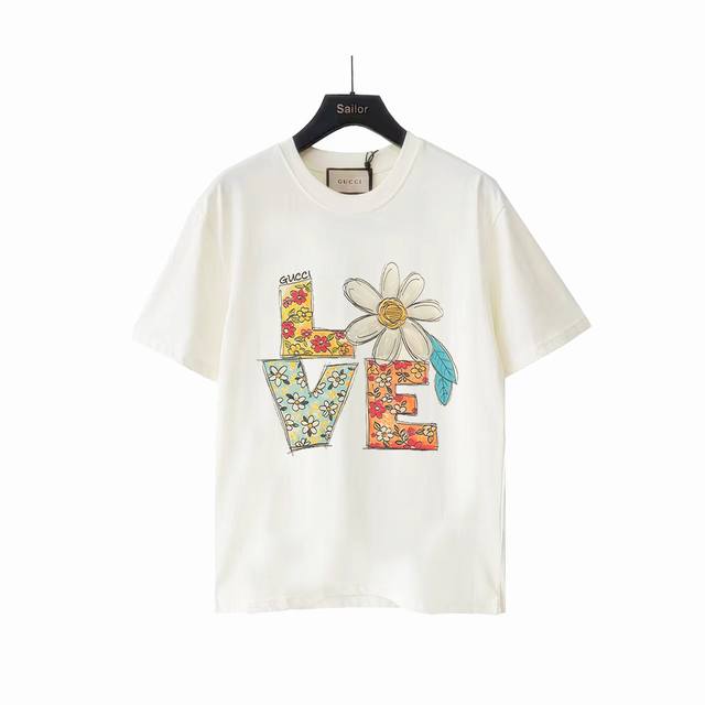 Actual details + size chart Gucci Spring Blossoms Round Neck Short Sleeves Sense