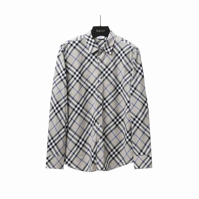 Actual details + size chart Burberry's new plaid twill long-sleeved striped shir