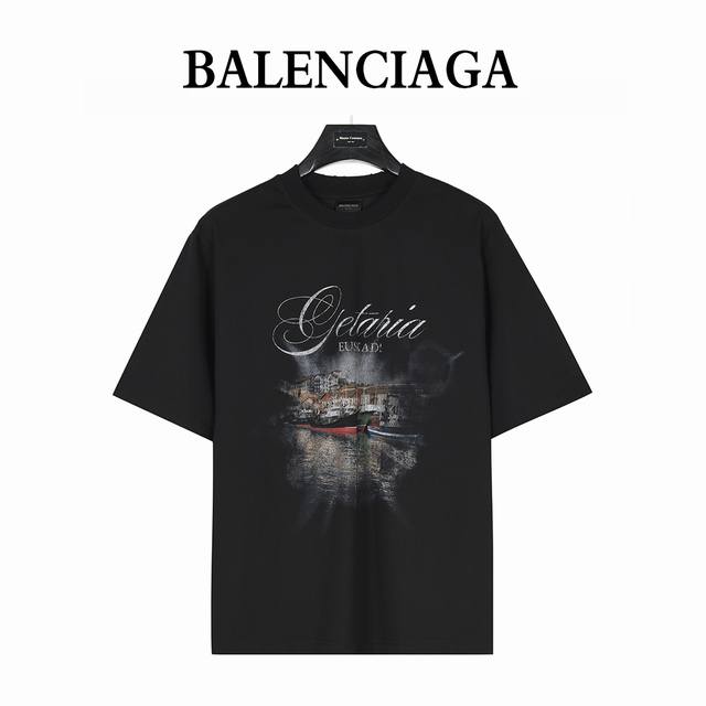 Balenciaga 25Ss Georgian town washed sail washed ripped short-sleeved T-shirt Ge