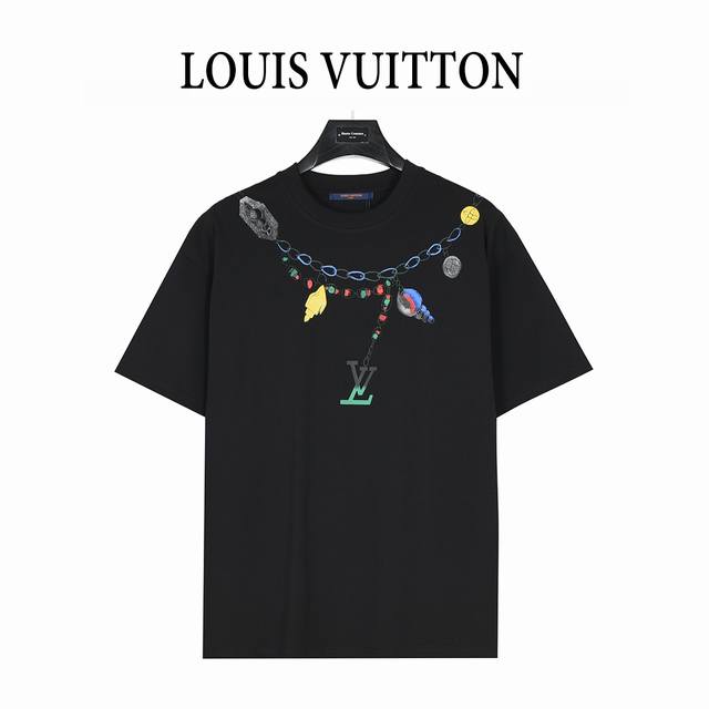 Louis Vuitton 25Ss creative necklace letter logo printed short-sleeved T-shirt T