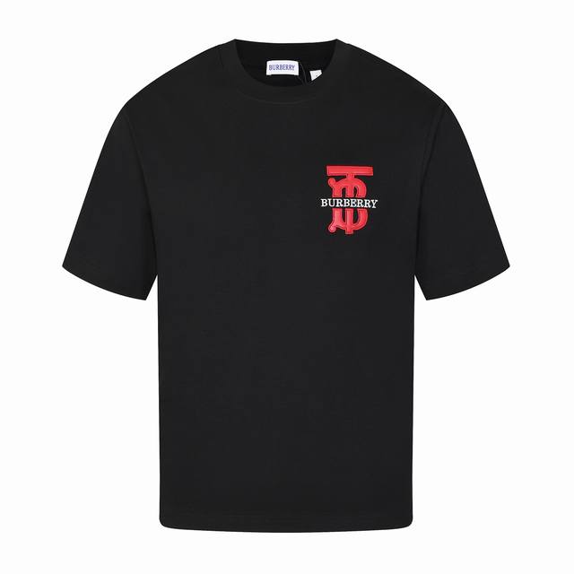 Burberry 25Ss chest patch embroidered short sleeves The fabric is made of pure c