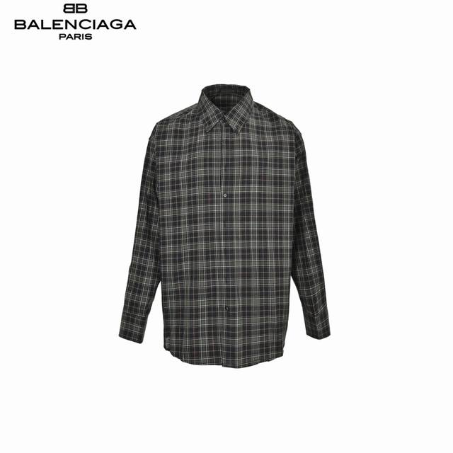 Balenciaga 24Ss green plaid shirt A retro green that flatters the skin tone whil
