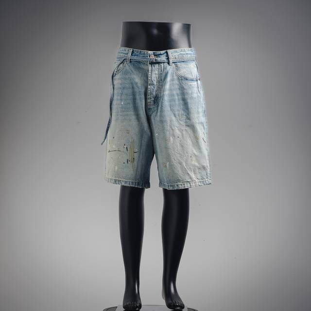 Acne Studios 24Ss mud-dyed distressed ink-splashed shorts Official website 0, pr