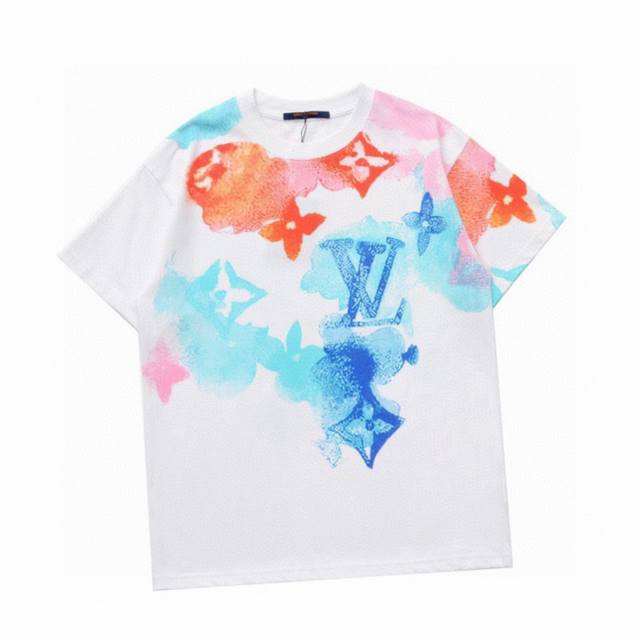 Louis Vuitton New summer graffiti round neck short-sleeved T-shirt, high-end qua