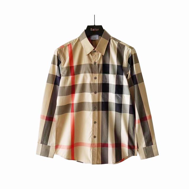 Detail picture Burberry 24Ss classic large plaid long-sleeved red striped shirt