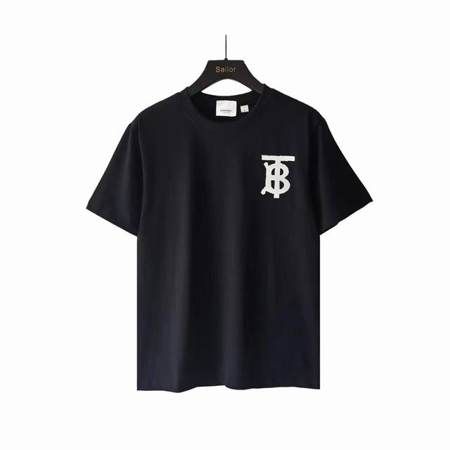 Actual details + size chart Burberry 24Ss laminated Tb letter round neck short-s