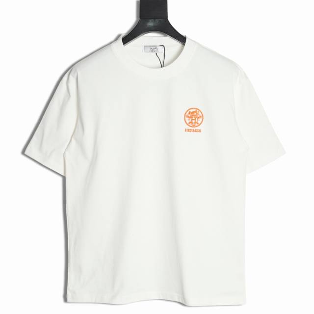 Hermes 25Ss carriage embroidered short-sleeved T-shirt The fabric is made of cus