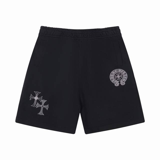 High version Chrome Hearts horseshoe cross embroidered shorts, unisex. Made of 1