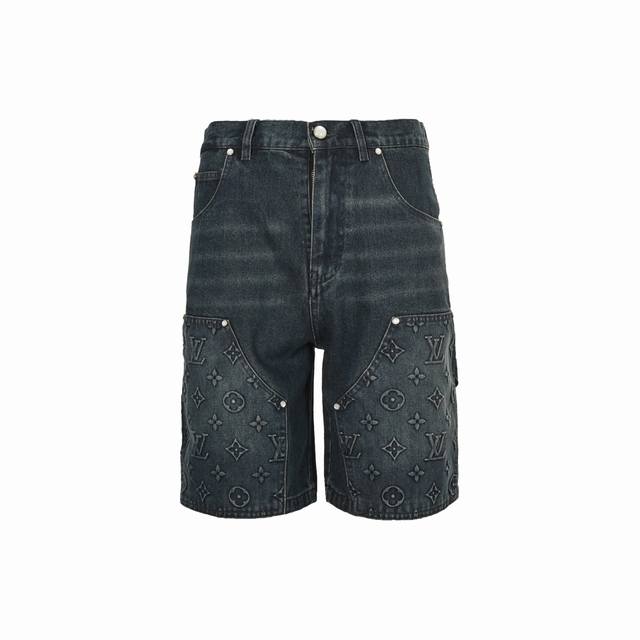 Louis Vuitton Monogram Embossed Denim Shorts Lvjia 23Ss new denim shorts incorpo