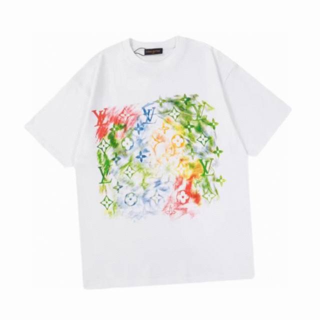 Louis Vuitton New summer crayon painted graffiti round neck short-sleeved T-shir