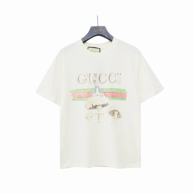 Actual details + size chart Gucci 24Ss Peter Rabbit Mushroom Short Sleeve T-shir
