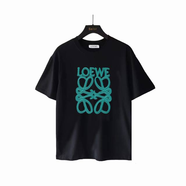 Actual details + size chart Loewe colorful logo embroidered short sleeves 240g d