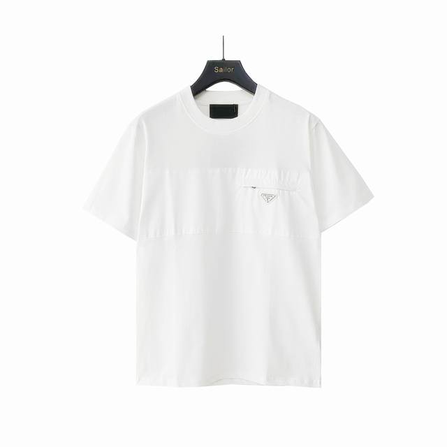 Actual details + size chart Prada zipper pocket triangle logo short-sleeved T-sh