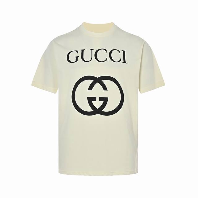 Gucci classic double G interlocking print short sleeves The fabric is made of 32