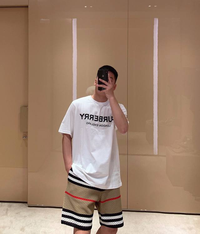 Burberry 22Ss new three-dimensional stroke slogan Logo offset printing short-sle