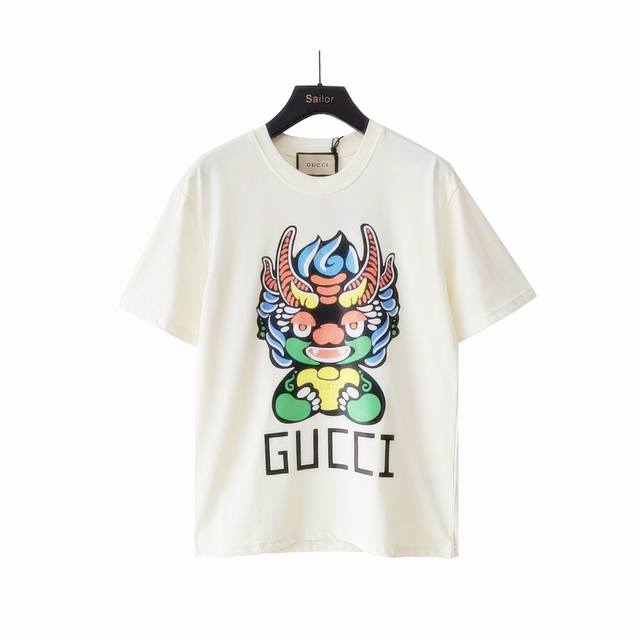 Actual details + size chart Gucci 24Ss Dragon Year Limited Logo Short Sleeve T-s