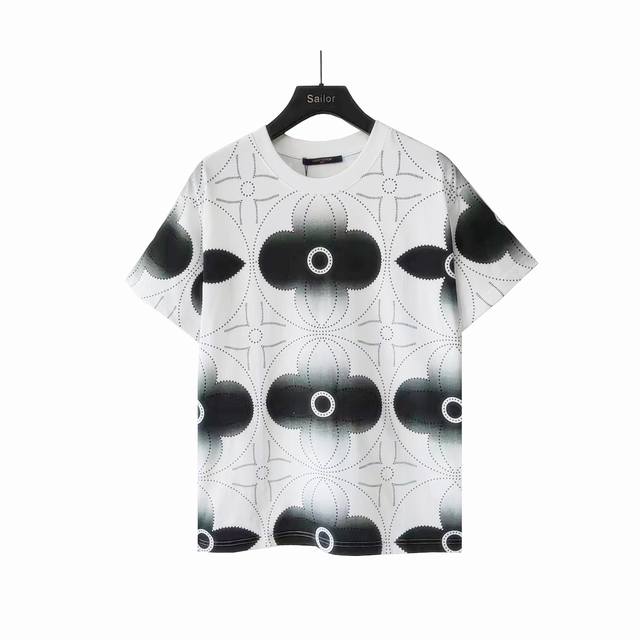 Actual details + size chart Louis Vuitton watercolor four-leaf clover short-slee