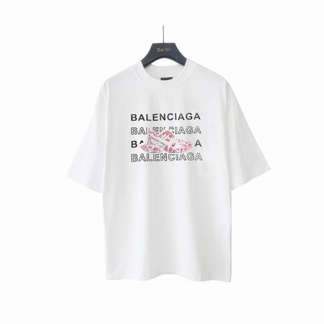Actual details + size chart Balsenciaga silicone letter sneakers short-sleeved T