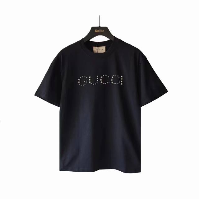 Actual shot details + size chart Gucci 24Ss rivet letter logo short-sleeved T-sh