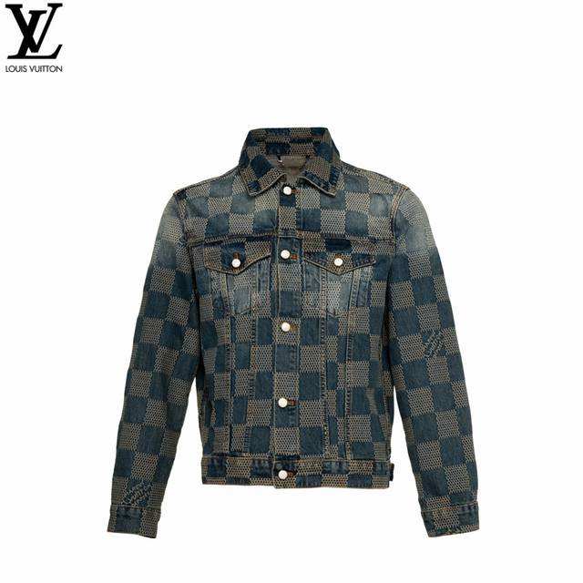 Louis Vuitton 25Ss Checkerboard Retro Denim Jacket This classic denim jacket fea
