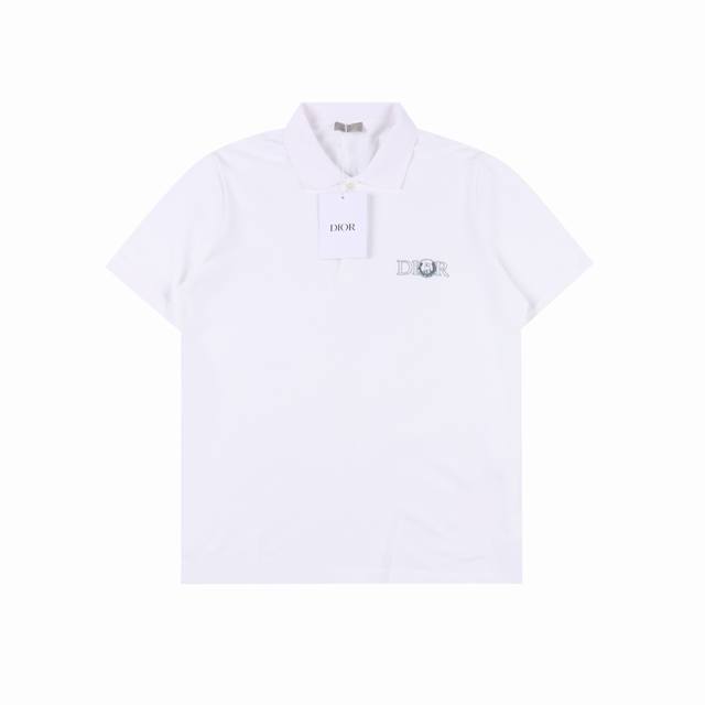 Dior Cd co-branded earth embroidered short-sleeved Polo shirt Customized pure co