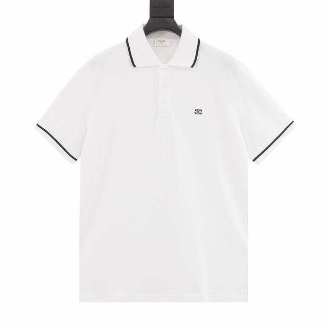 Celine Arc de Triomphe small logo embroidered short-sleeved Polo shirt Made of c
