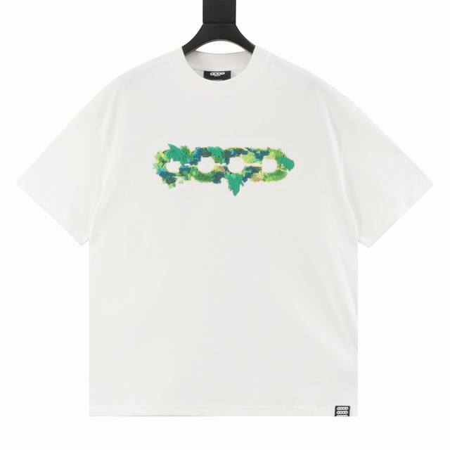 Goodbrand Ss25 3D green plant embroidered map logo loose short-sleeved T-shirt U