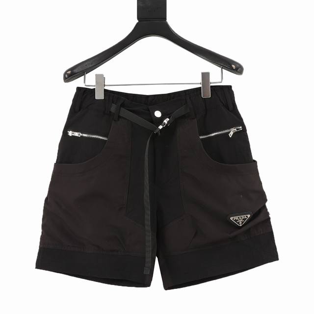 Prada side nylon pocket workwear cotton shorts The fabric is made of high-weight