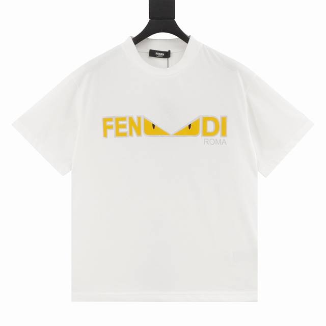 Fendi Fendi chest print round neck short sleeves Customized 280g trendy double-s