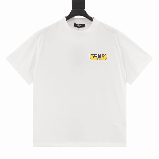 Fendi Fendi Monster Eyes Short Sleeve T-shirt Made of cotton pique mesh fabric,