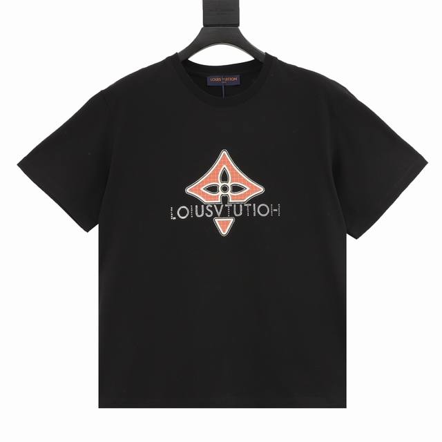 Louis Vuitton Louis Vuitton sparkling diamond letter embroidered round neck shor