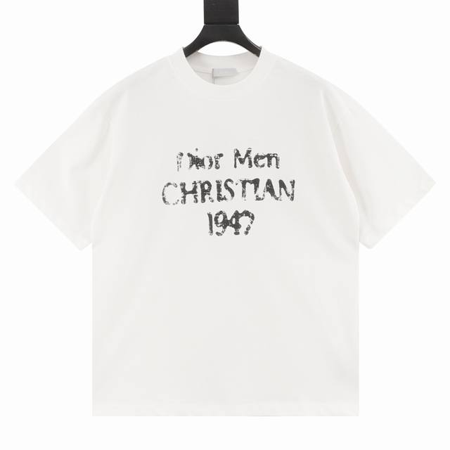 Dior Cd 25Ss1947 damaged letter print short-sleeved T-shirt Size: Xs-L