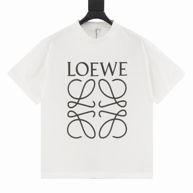 Loewe classic logo print round neck short sleeves Original operation custom weav